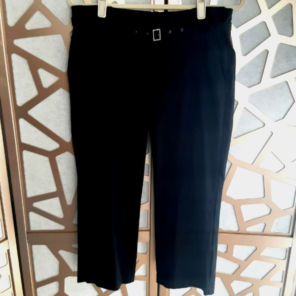 NWOT JACOB Black Belted Paperbag Cropped Pants